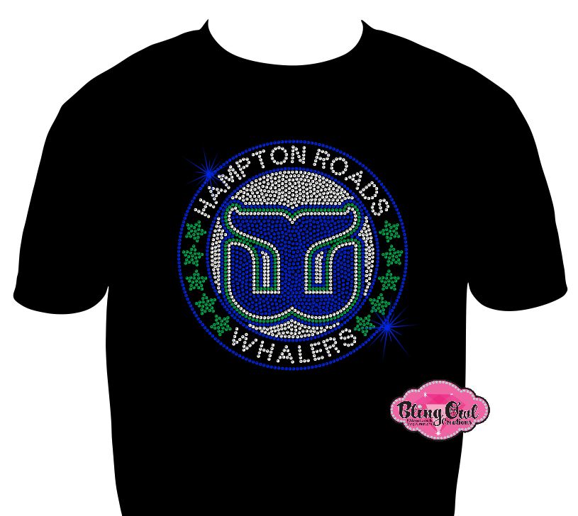 whalers nation hampton roads team spirit wear hockey mom tshirt bedazzled hockey sticks puck rhinestones sparkle