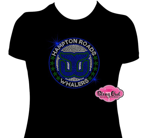 whalers nation hampton roads team spirit wear hockey youth tshirt bedazzled hockey sticks puck rhinestones sparkle