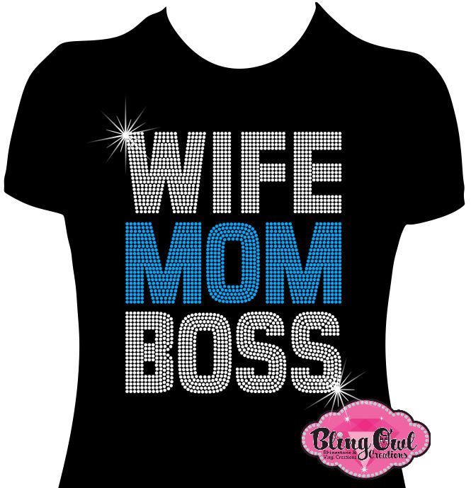 wife mom boss rhinestone tee boss babe small business owner  rhinestone tee sparkle bling