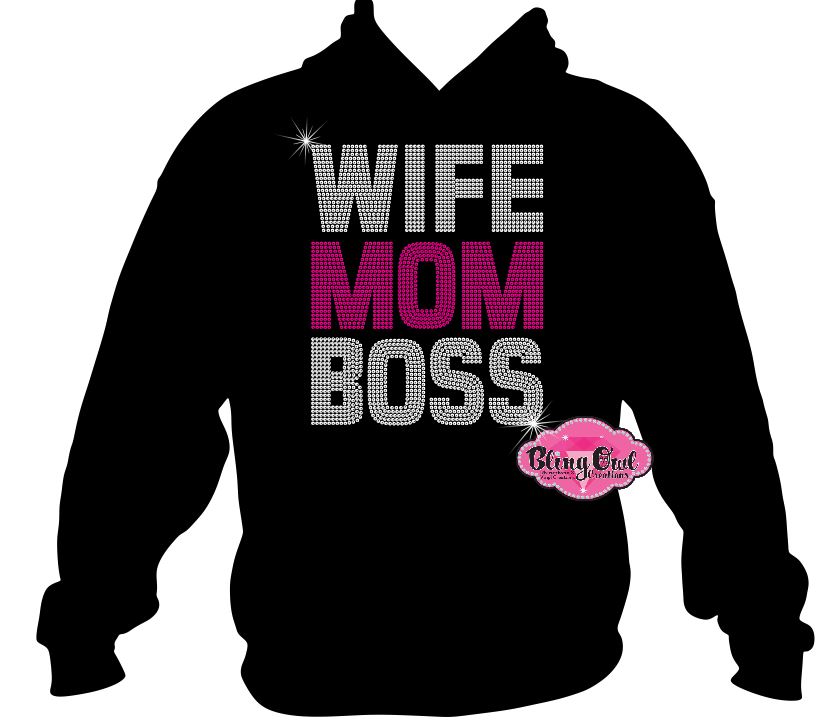 wife mom boss rhinestone tee boss babe small business owner  rhinestone sweatshirt sparkle bling