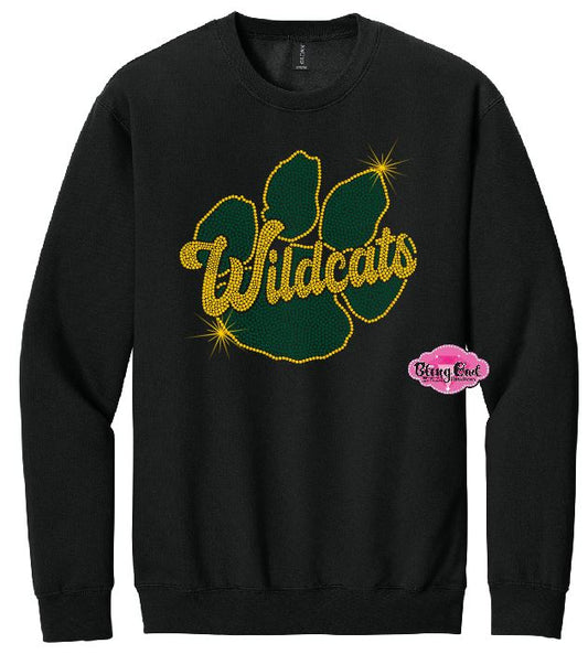 GB Wildcats Paw Rhinestone Crewneck Adult