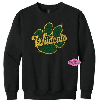 GB Wildcats Paw Rhinestone Youth Crewneck