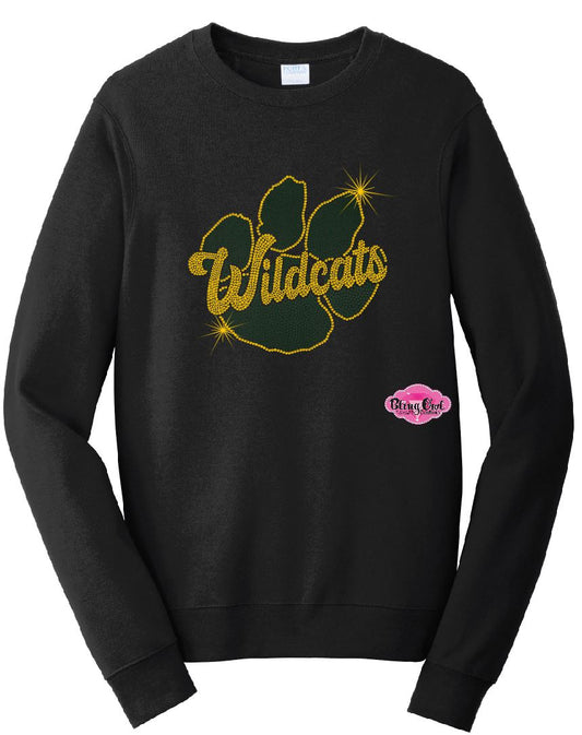 GB Wildcats Paw Rhinestone Crewneck Adult