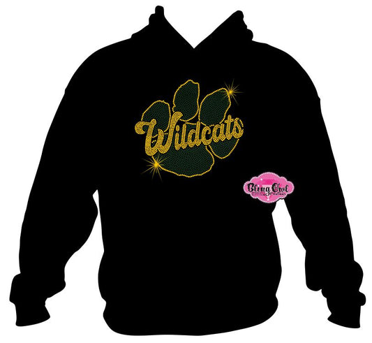 GB Wildcats Paw Rhinestone Hoodie Adult Unisex