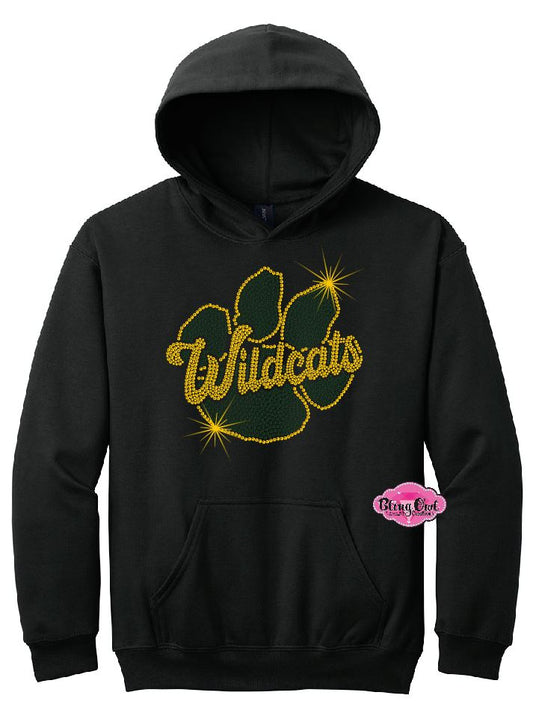 GB Wildcats Paw Rhinestone Youth Hoodie