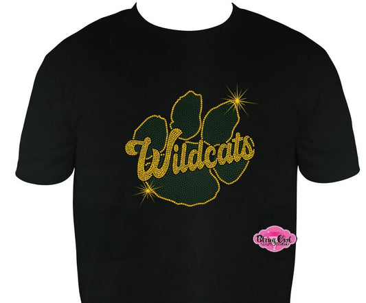 GB Wildcats Paw Rhinestone Unisex T-Shirt Short Sleeve