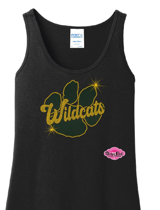 GB Wildcats Paw Rhinestone Adult Women’s Tank Top