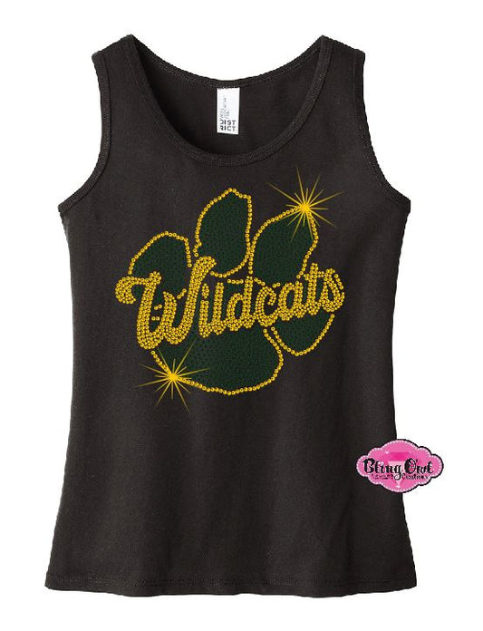 GB Wildcats Paw Rhinestone Youth Tank Top
