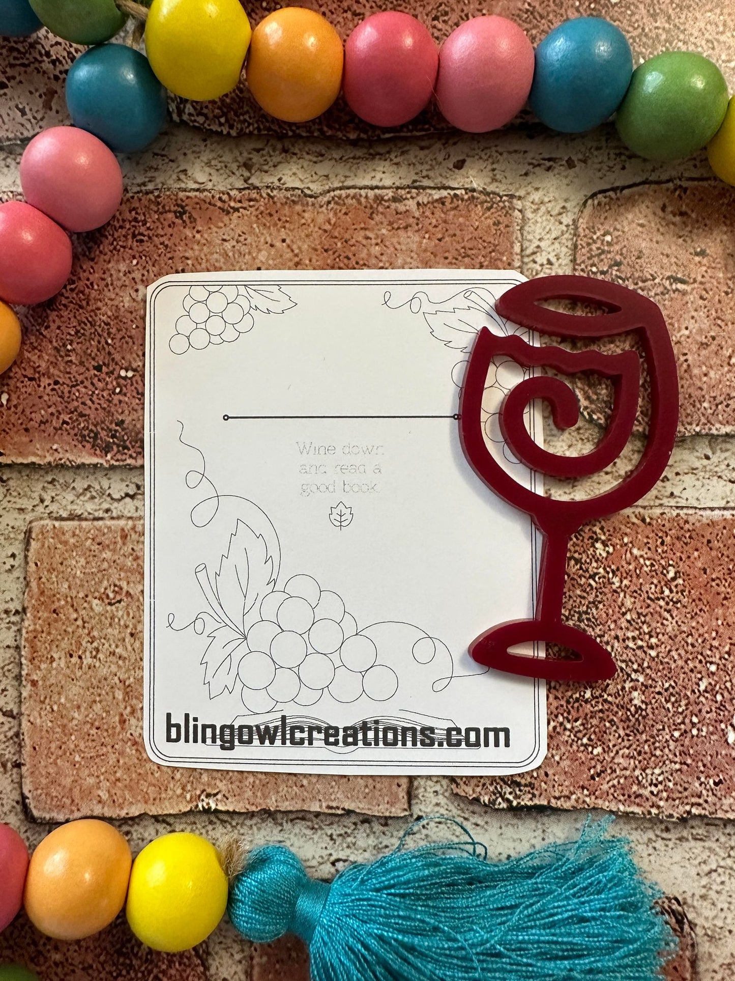 Wine Glass Bookmark, book lovers, reading