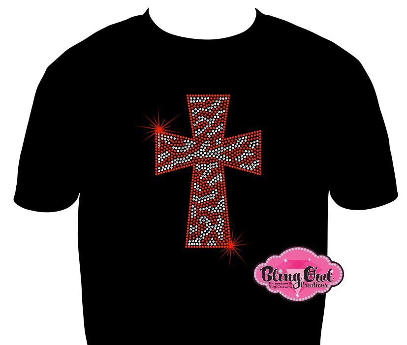zebra cross faith fitted shirt christian clothing tshirt faith based rhinestones sparkle bling