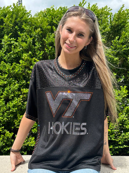 VT Bling Jersey – Black Handmade Rhinestone VT Game Day