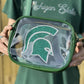 MSU Clear Crossbody Purse with Bling Decal and Adjustable Strap