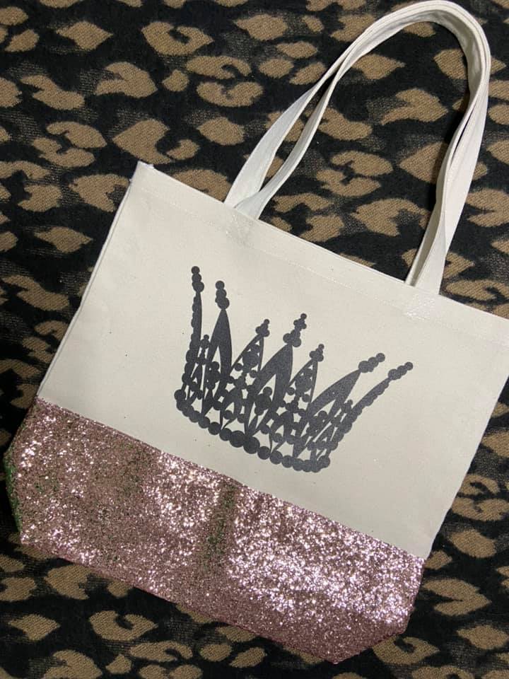 Crown - Gold Glitter Bag
