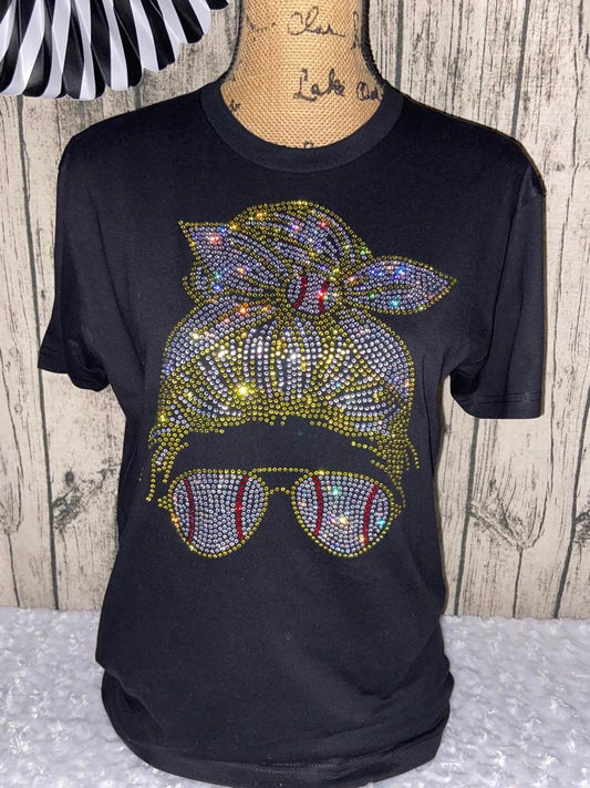 Softball Mom Messy Bun (Rhinestone TRANSFER ONLY)