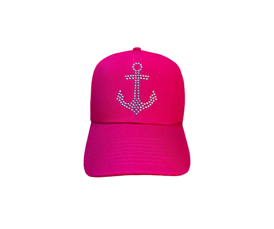 anchor cap hot pink perfect_gift adjustable straps sparkle bling