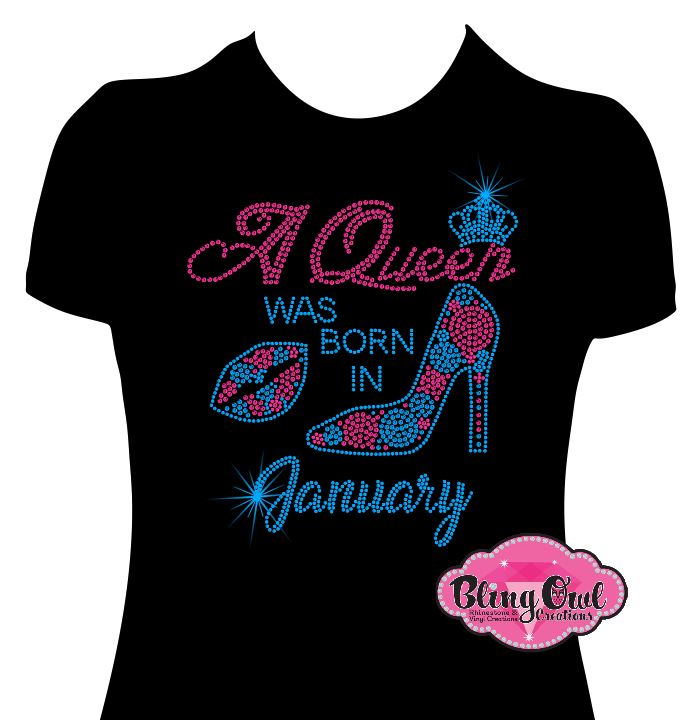 queen_was_born_january birthday_month crown_lips_stilleto design rhinestones sparkle bling