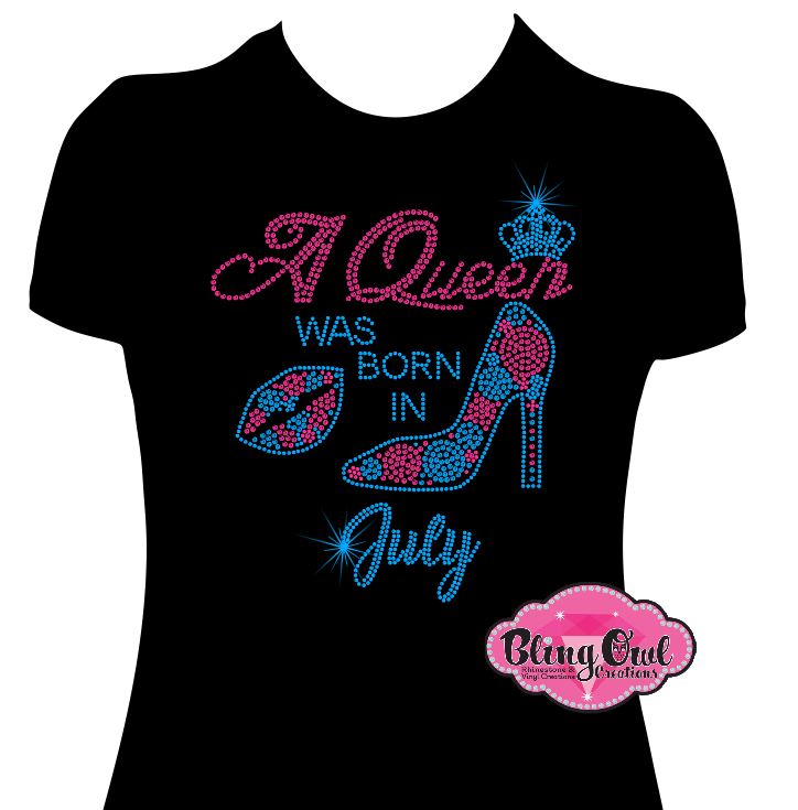 queen_was_born_july birthday_month crown_lips_stilleto design rhinestones sparkle bling