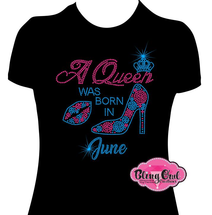 queen_was_born_june birthday_month crown_lips_stilleto design rhinestones sparkle bling