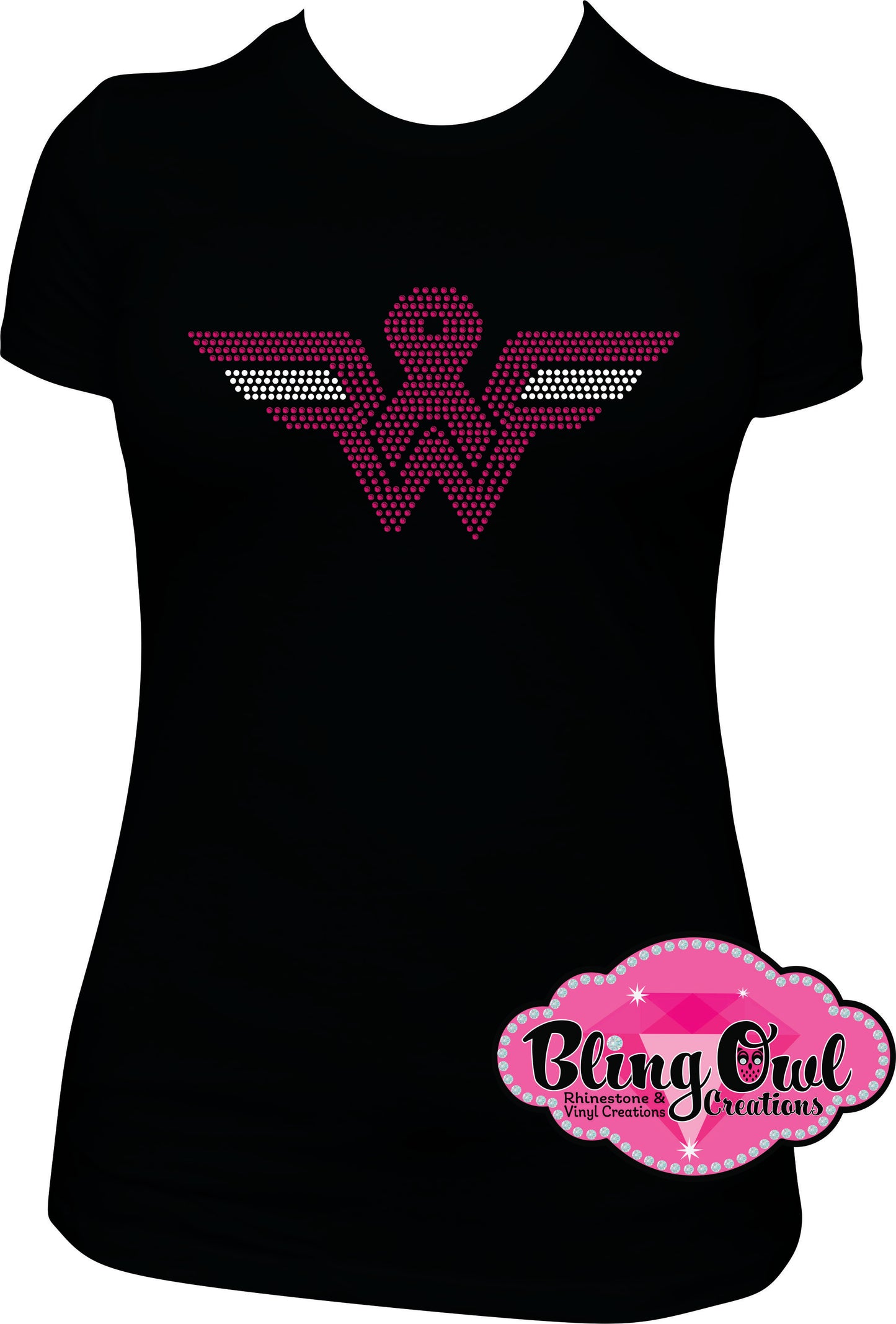 wonder_woman_cancer_ribbon design shirt rhinestones sparkle bling