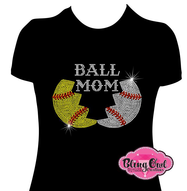 ball_mom_baseball_softball designs for mom rhinestones sparkle bling transfer