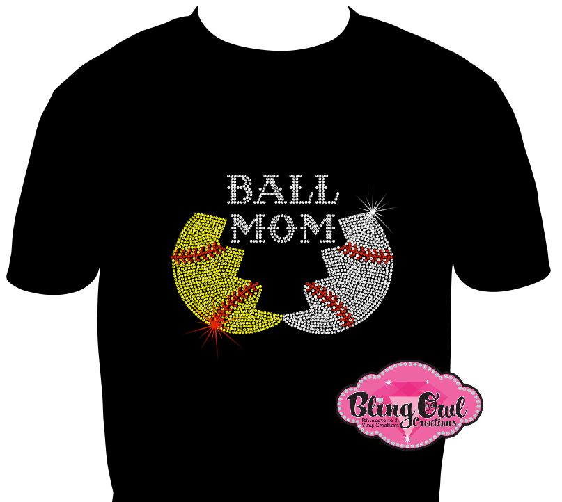 ball_mom_baseball_softball designs for mom rhinestones sparkle bling transfer