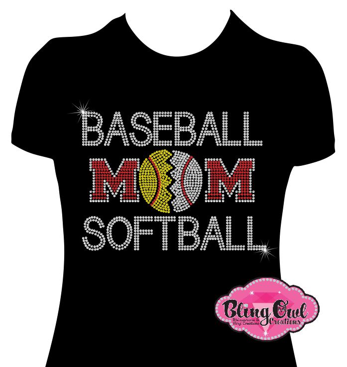 baseball_mom softball_mom design  rhinestones sparkle bling transfer