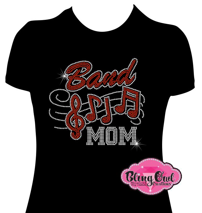 band_mom design shirt customize or personalize rhinestones sparkle bling