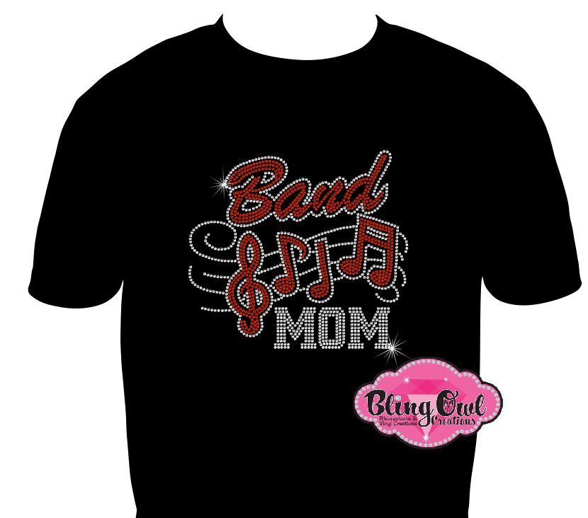 band_mom design rhinestones sparkle bling transfer