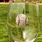 Baseball Stemless Wine Glass