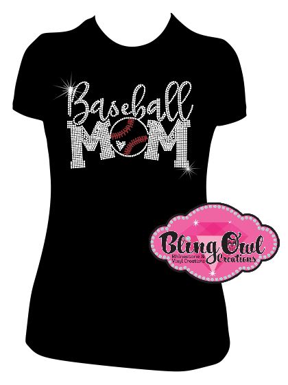 baseball_mom_ball_heart sports shirts game day tshirt rhinestones sparkle bling