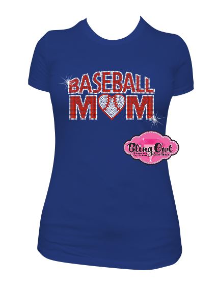 baseball_mom_heart shirt sports tee rhinestones sparkle bling