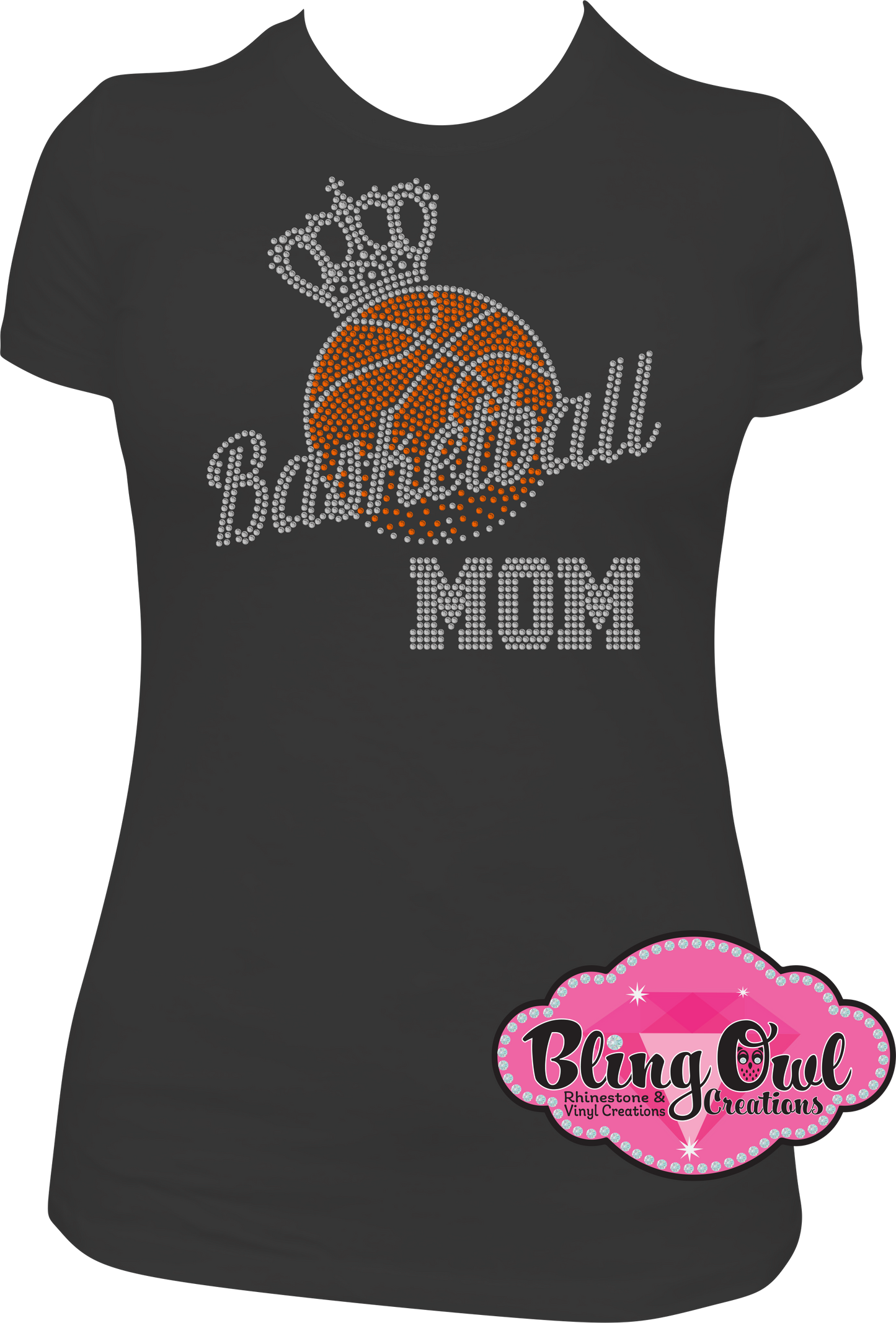 basketball_mom crown  spirit_wear rhinestones sparkle bling transfer
