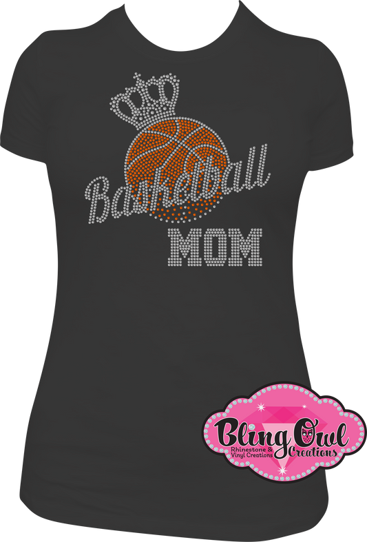 basketball_mom crown  spirit_wear rhinestones sparkle bling transfer