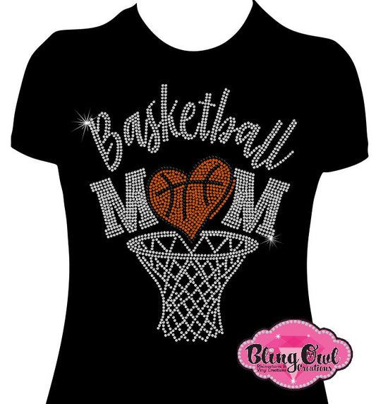 basketball_mom design shirt school spirit wear for sports mom rhinestones sparkle shirt
