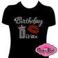 birthday_diva_crown_lips design fitted shirt rhinestones sparkle bling