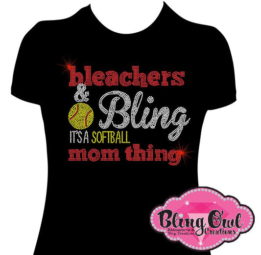 bleachers_bling_softball_mom game day shirt ladies bling rhinestones sparkle bling