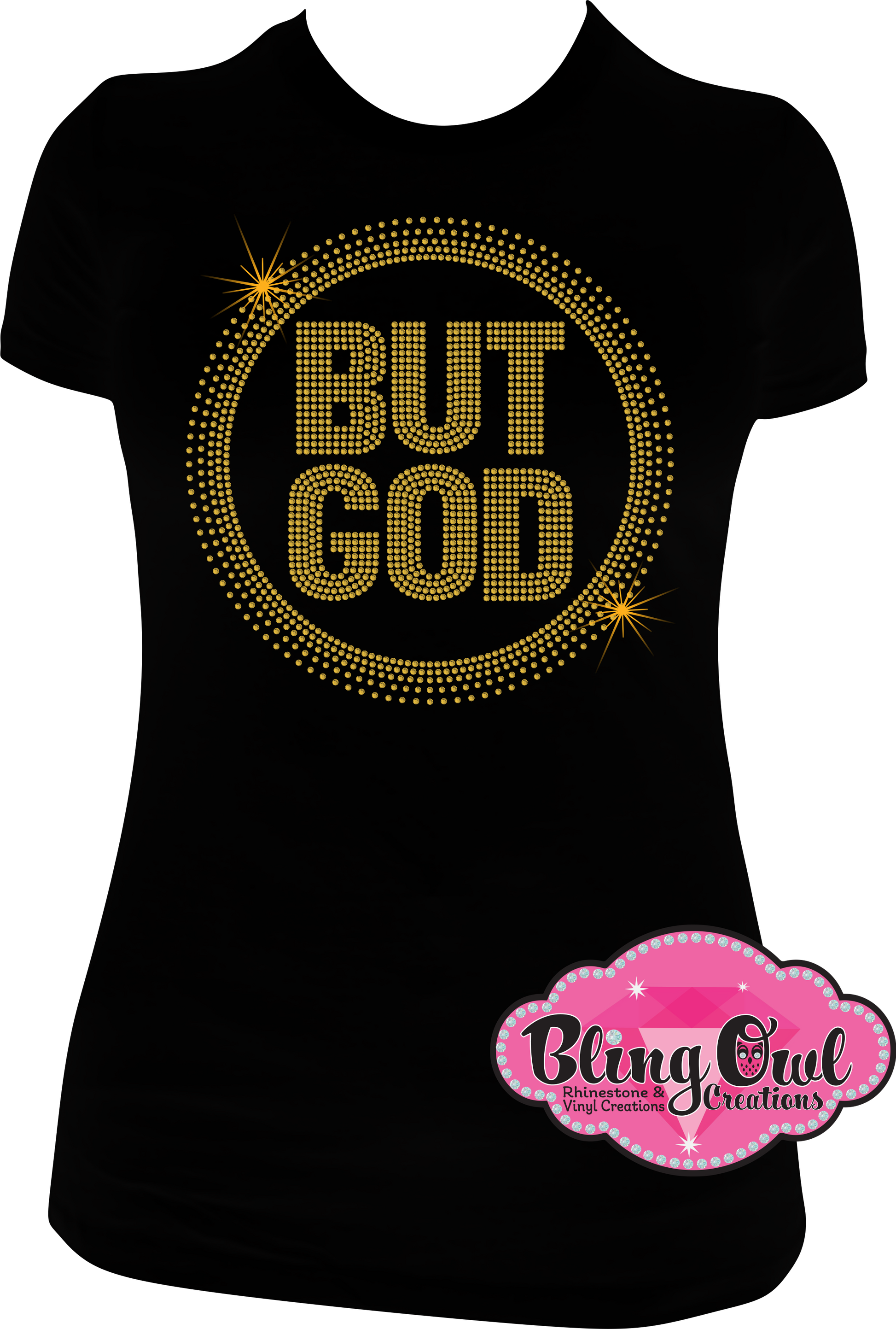 God_in_gold fitted shirt rhinestones sparkle bling