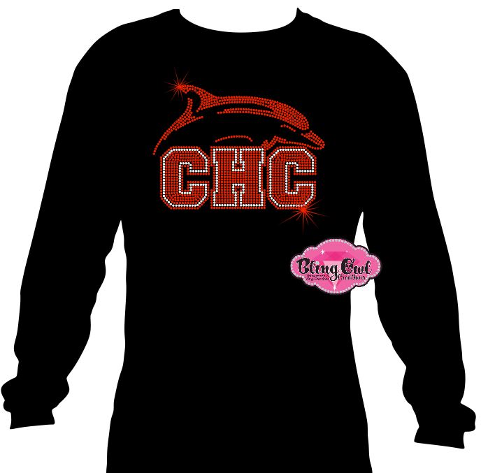 Cape Henry Collegiate Dolphins School spirit wear school spirit logo school spirit mascot school spirit colors custom rhinestones sparkles bling