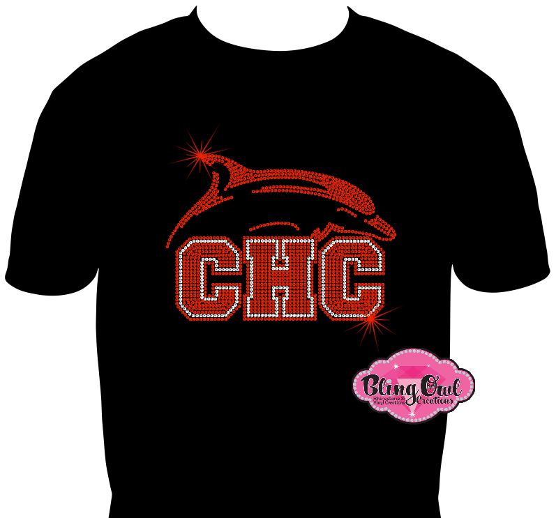 Cape Henry Collegiate Dolphins School spirit wear school spirit logo school spirit mascot school spirit colors custom rhinestones sparkles bling