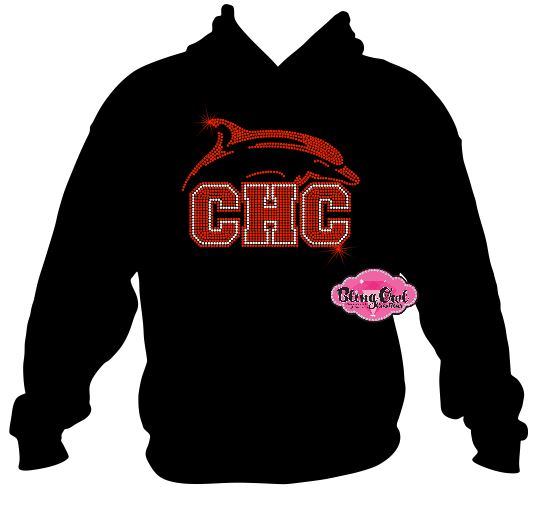 Cape Henry Collegiate Dolphins School spirit wear school spirit logo school spirit mascot school spirit colors custom rhinestones sparkles bling