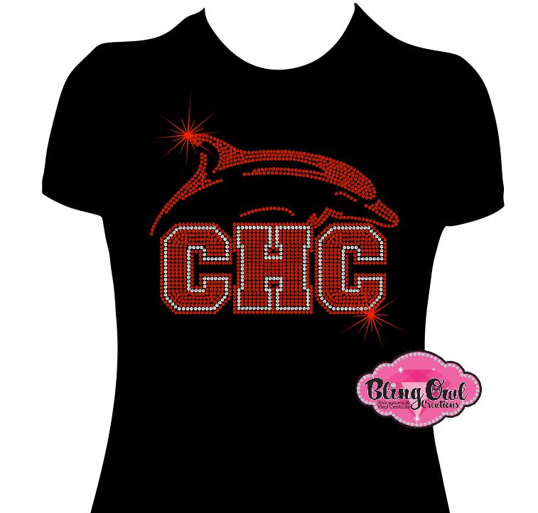 Cape Henry Collegiate Dolphins School spirit wear school spirit logo school spirit mascot school spirit colors custom rhinestones sparkles bling