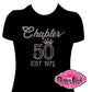 chapter_50_est 1971 design 50th_birthday fitted shirt rhinestones sparkle bling