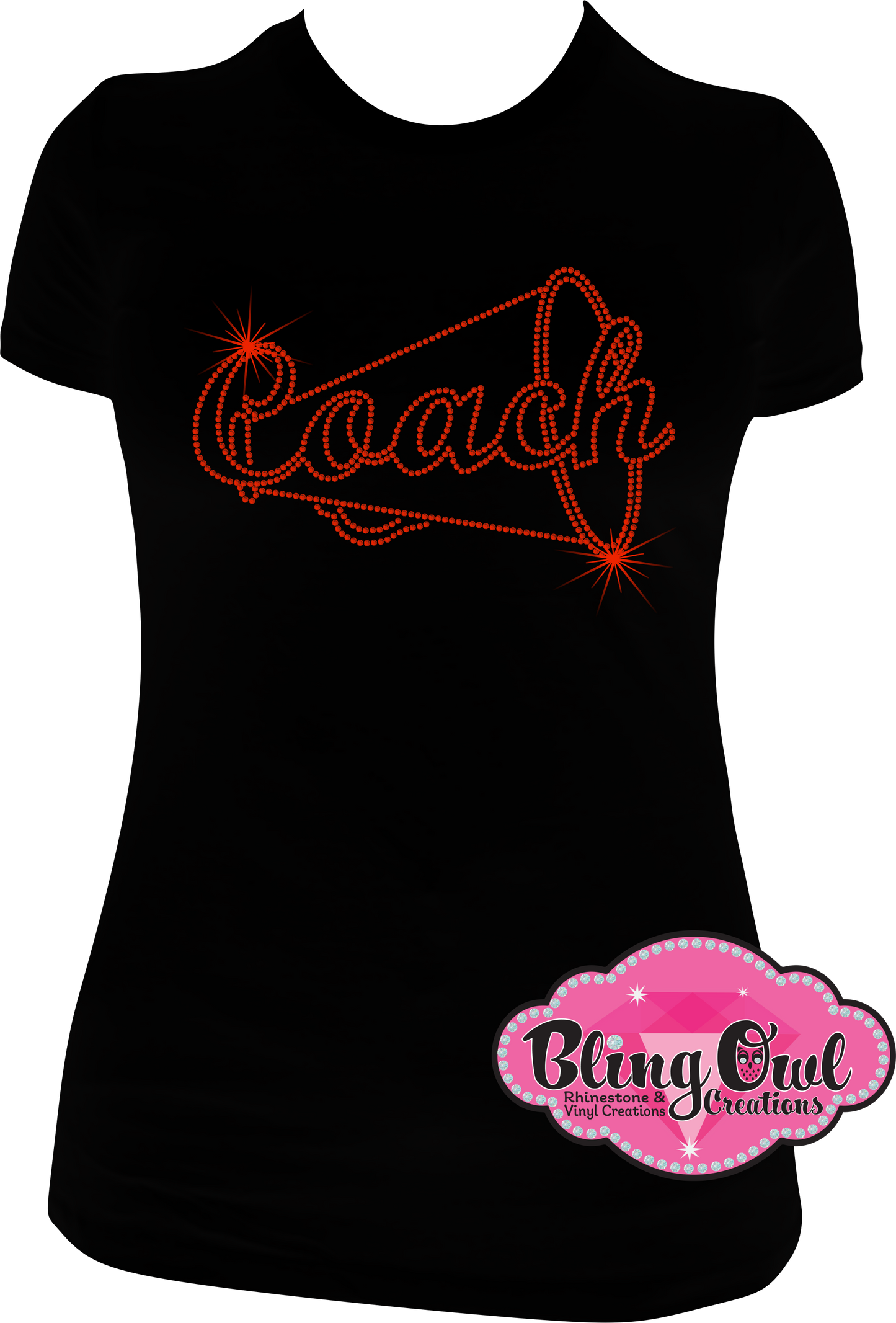 cheer_coach with megaphone rhinestones sparkle bling transfer
