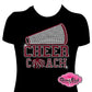cheer_coach_megaphone_pompoms school_spirit_wear design rhinestones sparkle bling transfer
