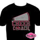cheer_coach_megaphone_pompoms school_spirit_wear design cheer_coach shirt personalized_cheer_coach_tees unique_cheer_coach_outfit cheer_coach_gear cheer_coach_gift_ideas rhinestones sparkle bling