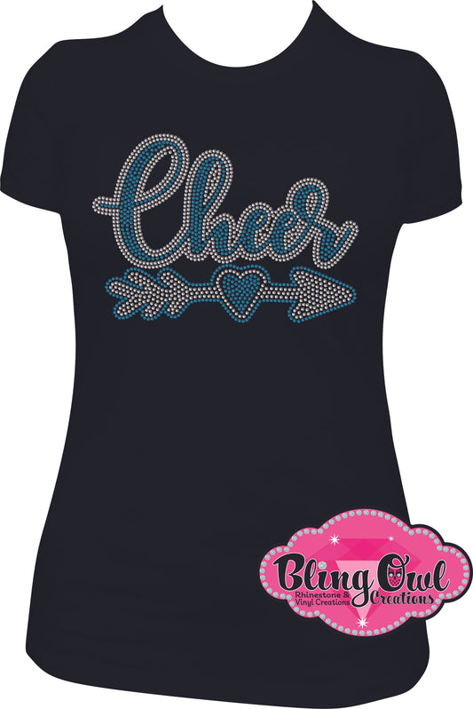 cheer_with_heart_arrow rhinestones sparkle bling transfer