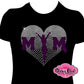 cheer_mom faded_heart design rhinestones sparkle bling transfer