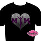 cheer_mom faded_heart design rhinestones sparkle bling transfer