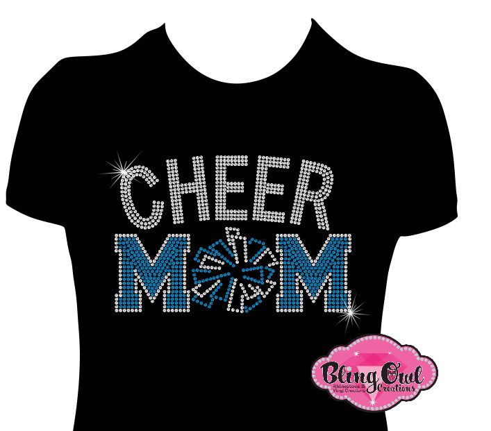 cheer_mom pom_pom design shirt rhinestones sparkle bling