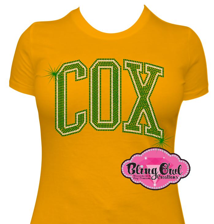 cox_school_logo_school spirit wear _rhinestone_sparkle_bling